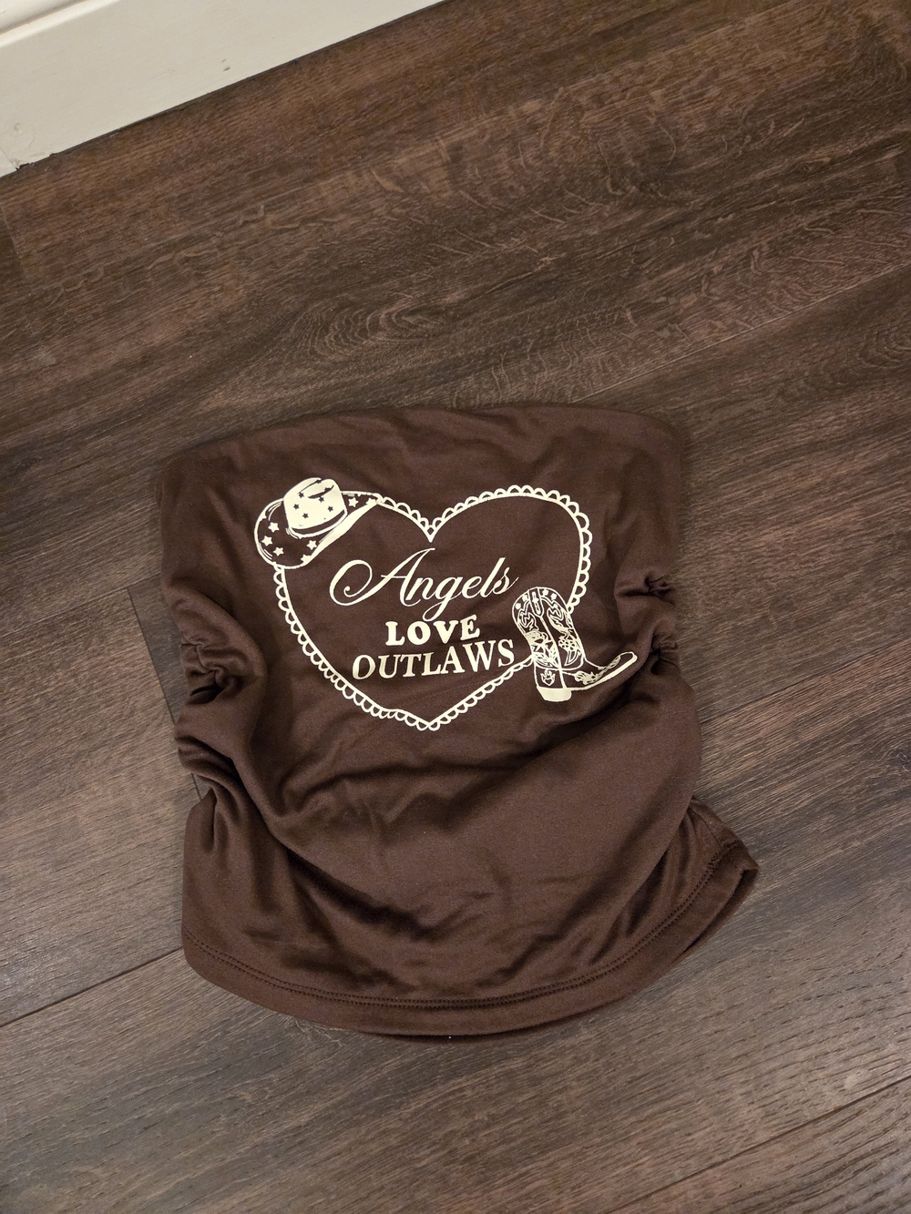 Brown Scoop Neck Tank Top with Printed Logo